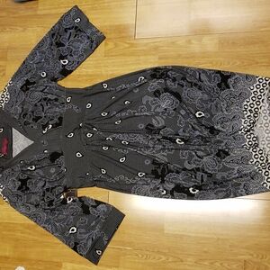 NWT Melissa Masse b/w patterned jersey dress 0X